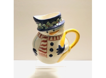 Ceramic Snowman Pitcher, Made In Italy