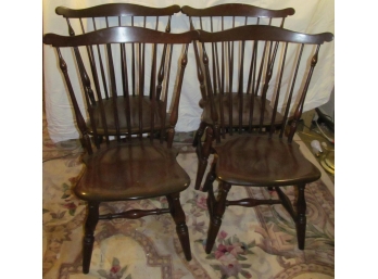Four Solid Wood Hitchcock Windsor Chairs