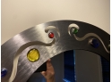 Laser Cut Metal And Faux Gemstone Framed Round Mirror