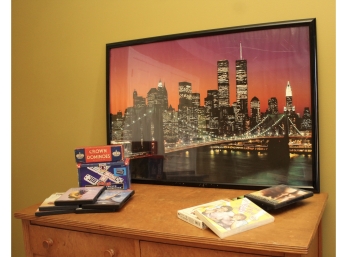 World Trade Center Framed Poster, Yoga DVDs And Dominoes