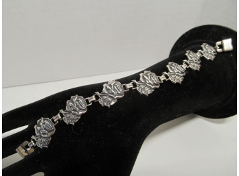 7.5' Sterling Silver Rose Motif Bracelet