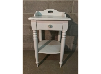 White Painted Single Drawer Stand With Lower Shelf
