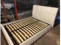 White Leather Bed And Headboard