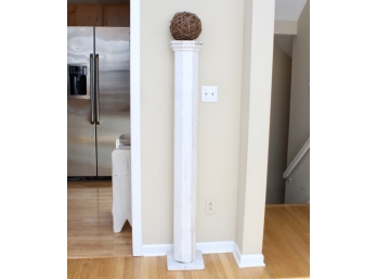 Tall Octagonal Wooden Pedestal With Twig Ball Decoration
