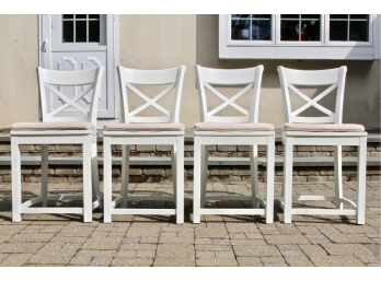 Set Of 4 Crate And Barrel White Chairs