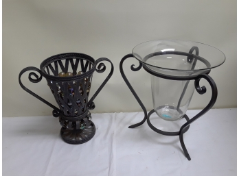 Two Decorative Home Decor Vases With Marbles