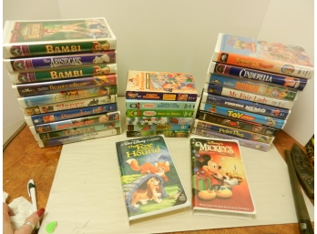 Lot 27 Pre Owned Kid's VHS Tape Lot, Cinderalla Thomas Dumbo And More