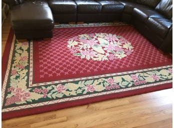 Hooked Wool Area Rug In Red