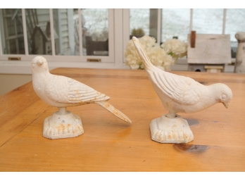 Pair Antique Cast Iron Doves