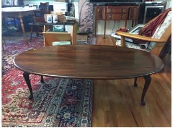Vintage Hardwood Oval Drop Leaf Coffee Table.