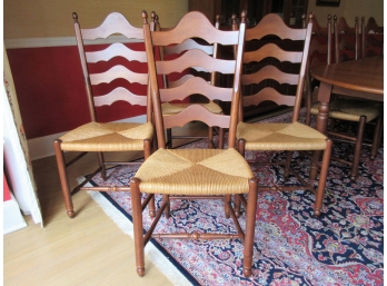 Set Of Four Modern Rush Seat Ladder Back Chairs