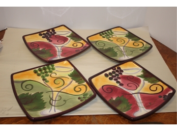 4 Pre Owned CLAY ART WINE GARDEN Appetizer/Snack Plates