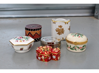 Five Miniature Boxes And A Small Vase