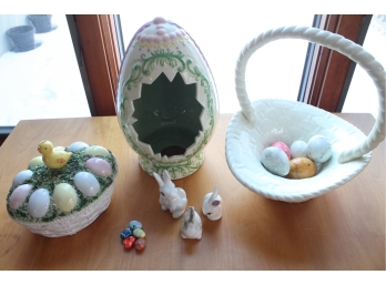 EASTER IS AROUND THE CORNER! Lot Of Handmade + Imported Ceramic + Marble Easter Decor!