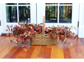 Faux Floral Arrangement In A Nice Rectangular Wicker Basket