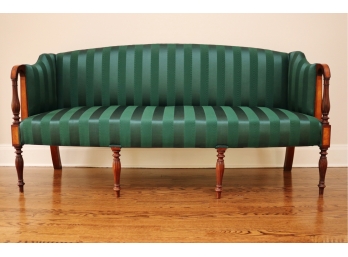 NEW ITEM ADDED - Antique Sheraton Mahogany Upholostered Hunter Green Striped Sofa ABSOLUTELY STUNNING!
