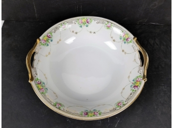 Vintage Nippon Hand Painted Bowl With Gold Trim & Floral Design