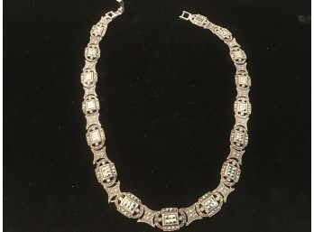 Vintage Sterling Silver And Marcasite Necklace