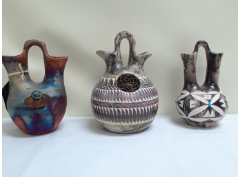 Three Native American Vases, All Signed & Handmade