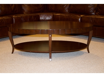 Lovely Dark Stained Contempoorary Oval Coffee Table