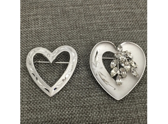 Two Sterling Silver Hearts