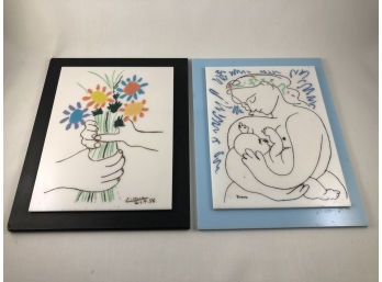 Vintage Mid Century PIcasso Silkscreen Prints On Lucite By World Classics