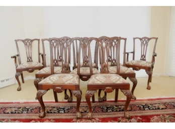 Handsome Set Of Ten Centennial Carved Mahogany Dining Chairs