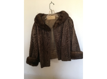Lamb Jacket With Mink Collar And Cuffs