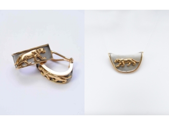 14k Gold Pendant And Earrings Set 18.39 Grams