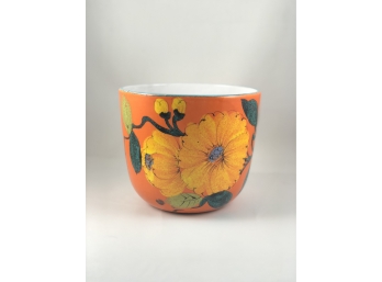 Mid Century Modern Hand Painted Ceramic Flower Pot Made In Italy