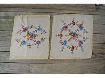 Two Floral Needlepoint Pillow Covers