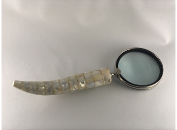 Vintage Art Deco Magnifying Glass With Mother Of Pearl Handle