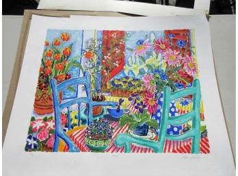 Signed Limited Edition Serigraph Of Colorful Interior