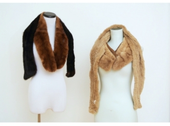 Two Mink Collars, Mink Scarf And Knitted Beaver Scarf