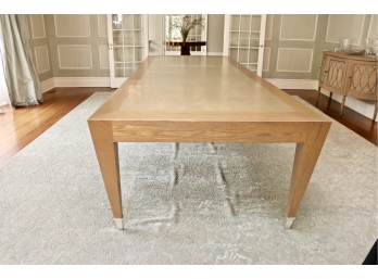 Donghia Extra Large Table With Metallic Silver Multiple Square Top Design Pads And Two Leaves
