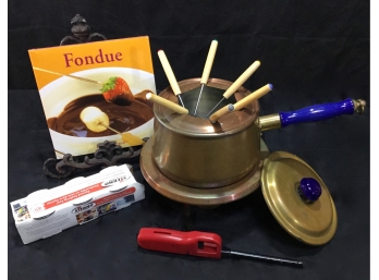 Vintage Copper Fondue Set & Cookbook