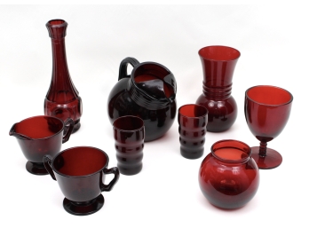 Collection Of Ruby Red Glass