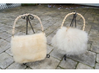 Two Kathryn Banks Designed And Handcrafted  Fur Evening Purses