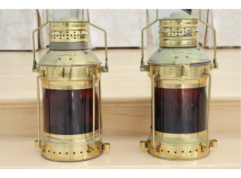 A Pair Of Maritime Electric Einsfeld Brass Lanterns