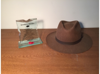 Bonner 100% Wool Outback Hat And Glass Gift Plaque