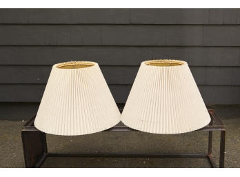 Pair Of Ivory / Beige Linen Pleated Lamp Shades