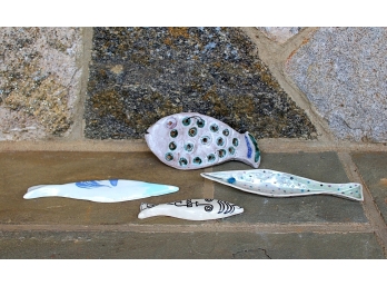 Group Of Four Ceramic Glazed Fish By Elsie Ralph