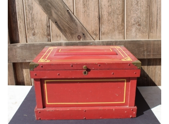 Vintage Wooden  Red Tool Box