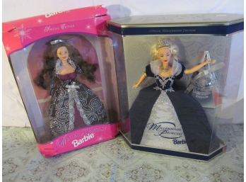 2 Special Edition Barbie Dolls NIB Winter Fantasy And Millennium Princess