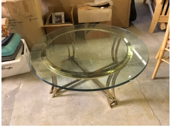 Charming Brass And Glass Round Coffee Table