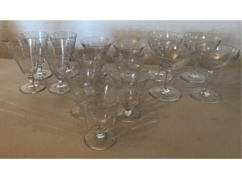 Beautifully Etched Crystal Stemware