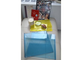 Lucite Trays, Books, Magnifier