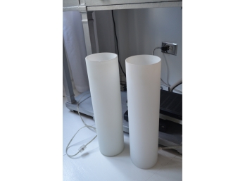 White Glass Cylinder Lights 18'H