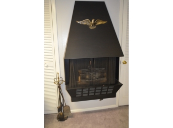 (#350) Electric Wall Fireplace And Tools