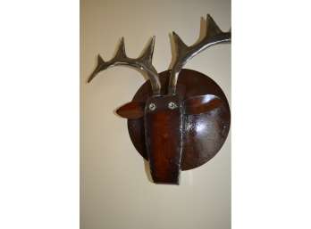 One Of Kind Steel Cut, Hammered, Welded Into Reindeer Wall Art, Sealed With Protective Enamel. Indoor/Outdoor